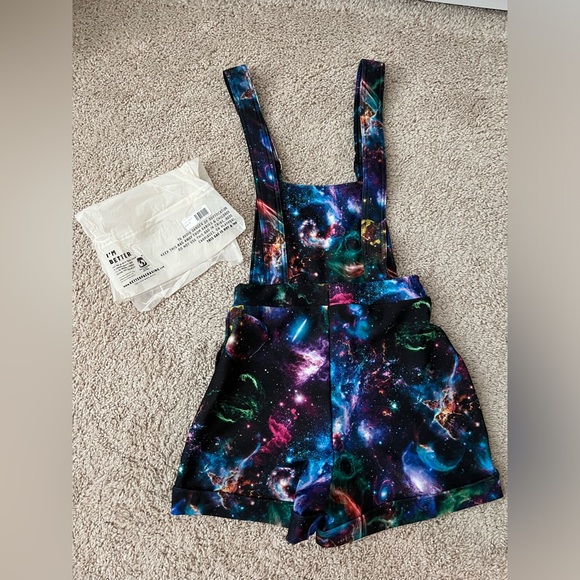 GALAXY PSYCHEDELIC SHORT OVERALLS NWOT SIZE SMALL BLACKMILK BM - Picture 4 of 4